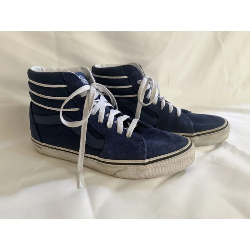 Vans Blue Suede High Top Skate Shoes Great Condition Womens 8.5 Men’s 7